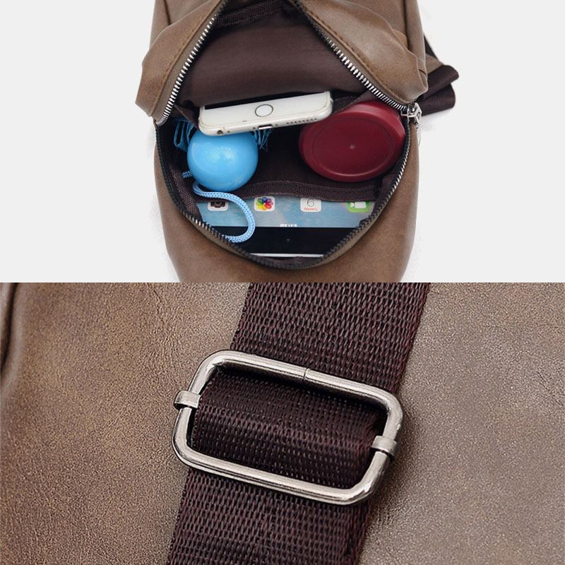 Menn Øretelefonhull Med Stor Kapasitet Business Multi-pocket Crossbody Veske Brystveske Sling Bag