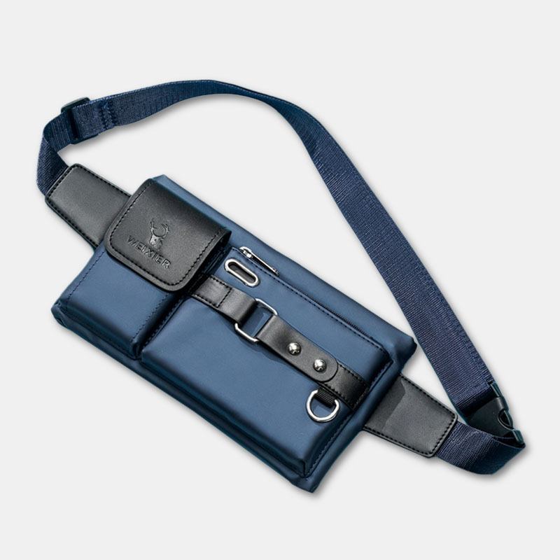 Menn Oxford Multifunksjon Vanntett Hodetelefon Hull Design Brystveske Midjeveske Fritids Mote 6.5 Tommers Telefonveske Crossbody-vesker