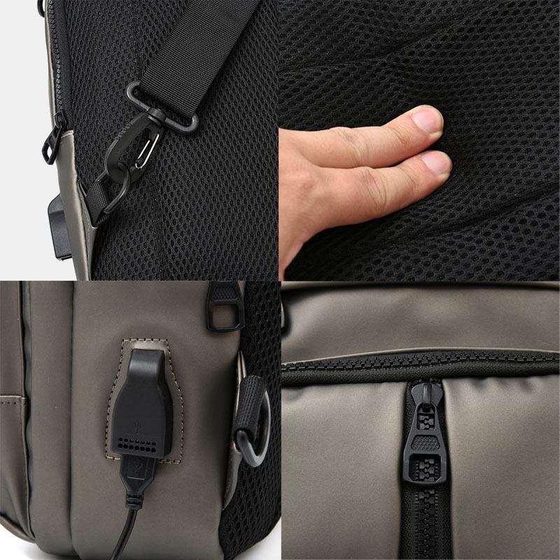 Menn Polyester Multi-carry Medium Kapasitet Med Usb-lading Brystveske Skulderveske