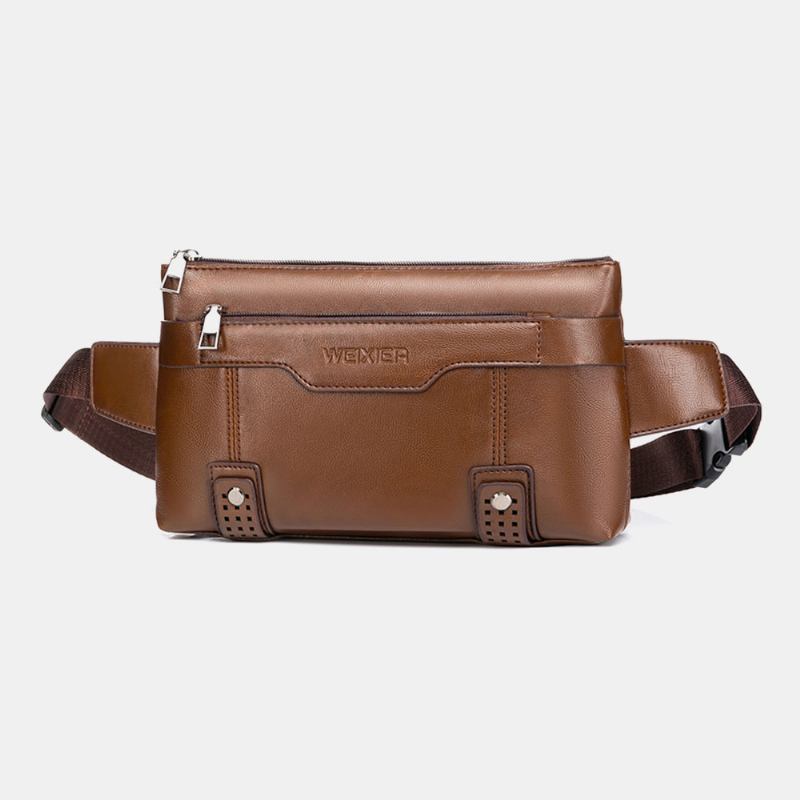 Menn Pu-skinn Vanntett Brystveske Med Stor Kapasitet Outdoor Outing 6.5 Tommers Telefonveske Crossbody-vesker Skulderveske