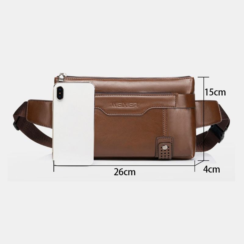 Menn Pu-skinn Vanntett Brystveske Med Stor Kapasitet Outdoor Outing 6.5 Tommers Telefonveske Crossbody-vesker Skulderveske