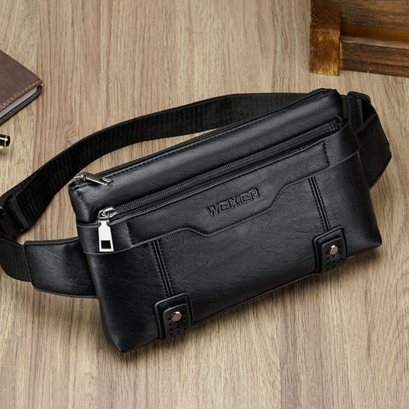 Menn Pu-skinn Vanntett Brystveske Med Stor Kapasitet Outdoor Outing 6.5 Tommers Telefonveske Crossbody-vesker Skulderveske