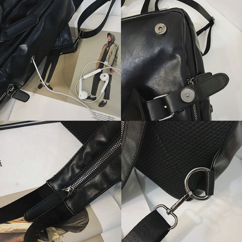 Menn Retro Øretelefonhull Multi-carry Usb Lade Multi-layers Vanntett Crossbody Veske Bryst Veske Sling Bag