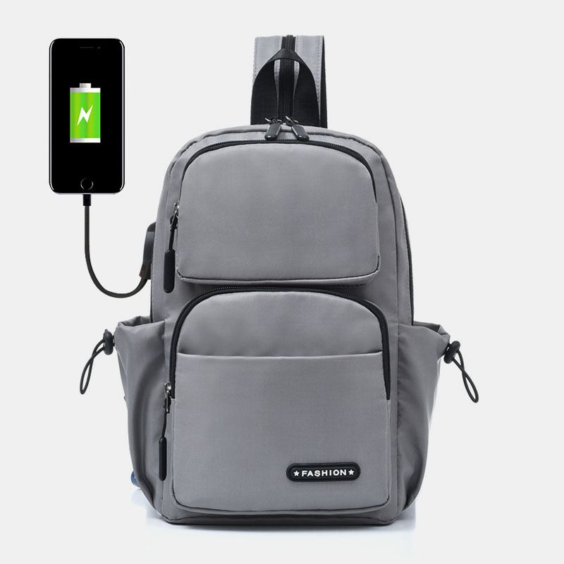 Menn Usb Lading Multi-carry Multi-layers Vanntett Crossbody Veske Bryst Veske Sling Veske Ryggsekk