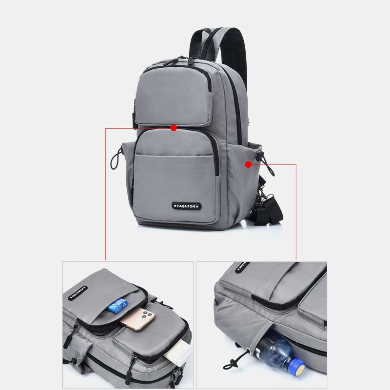 Menn Usb Lading Multi-carry Multi-layers Vanntett Crossbody Veske Bryst Veske Sling Veske Ryggsekk