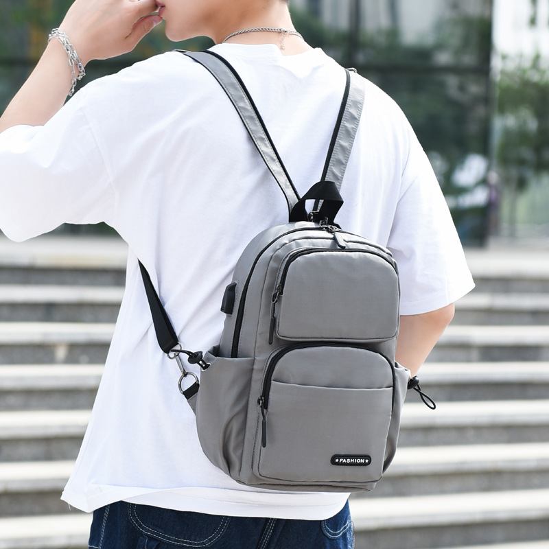 Menn Usb Lading Multi-carry Multi-layers Vanntett Crossbody Veske Bryst Veske Sling Veske Ryggsekk