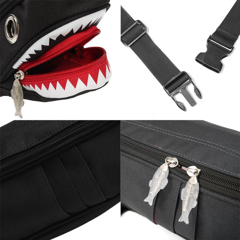 Unisex Lerret Shark Shape Multi-lomme Brystveske Tegneserie Fritids Supermyk Stor Kapasitet Multifunksjon Messenger Crossbody Bags Skulderveske