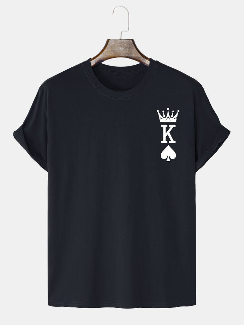 Herre 100% Bomull Crown King Of Spades T-skjorter Med Pokertrykk