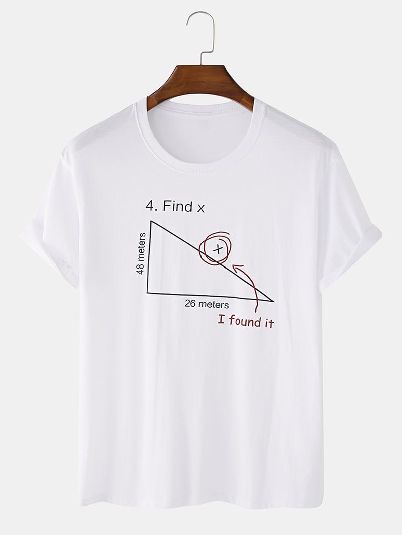 Herre 100% Bomull Matematikk Geometri Med Trykk Kortermede T-skjorter