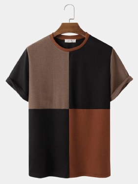 Herre Color Block Patchwork T-skjorter Med Rund Hals