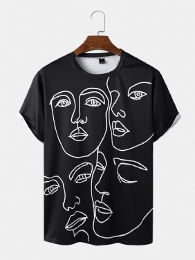 Herre Fritids Face Line Graphics T-skjorter