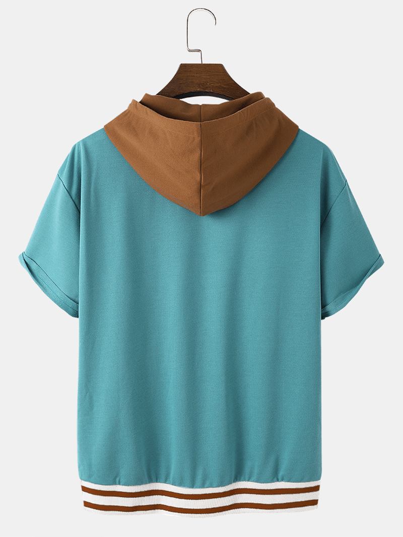 Herre Hette Kokosnøtttrebroderi Patchwork Drop Shoulder T-skjorter