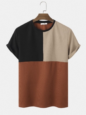 Herre Vines Color Block Stitching Teksturerte Preppy T-skjorter