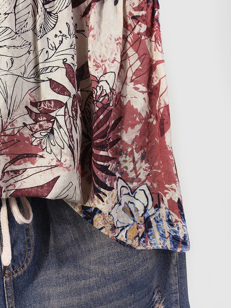 Leaves Med Trykk Patchwork T-skjorte