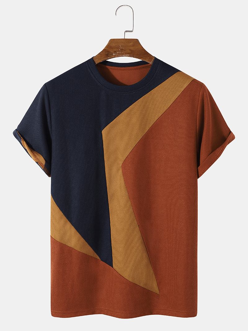 Menn Color Block Ve Crew Neck Fritids T-skjorter