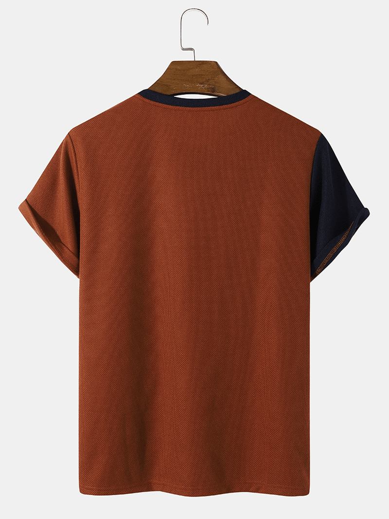 Menn Color Block Ve Crew Neck Fritids T-skjorter