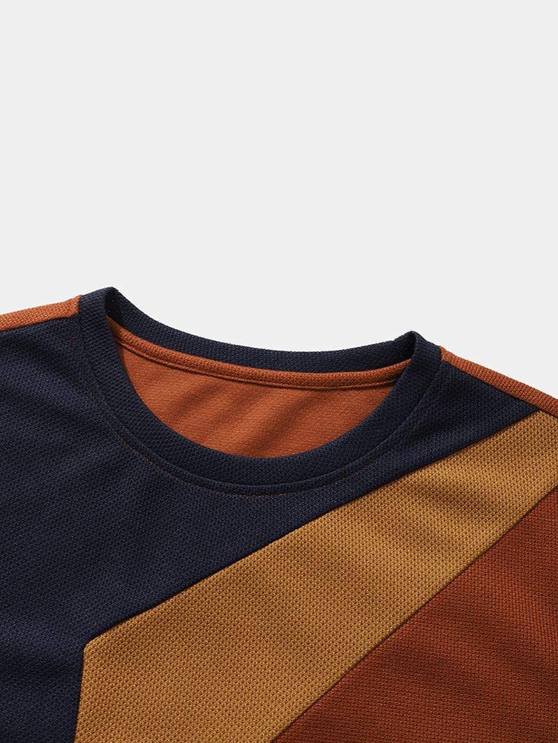 Menn Color Block Ve Crew Neck Fritids T-skjorter