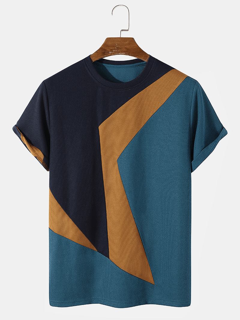 Menn Color Block Ve Crew Neck Fritids T-skjorter