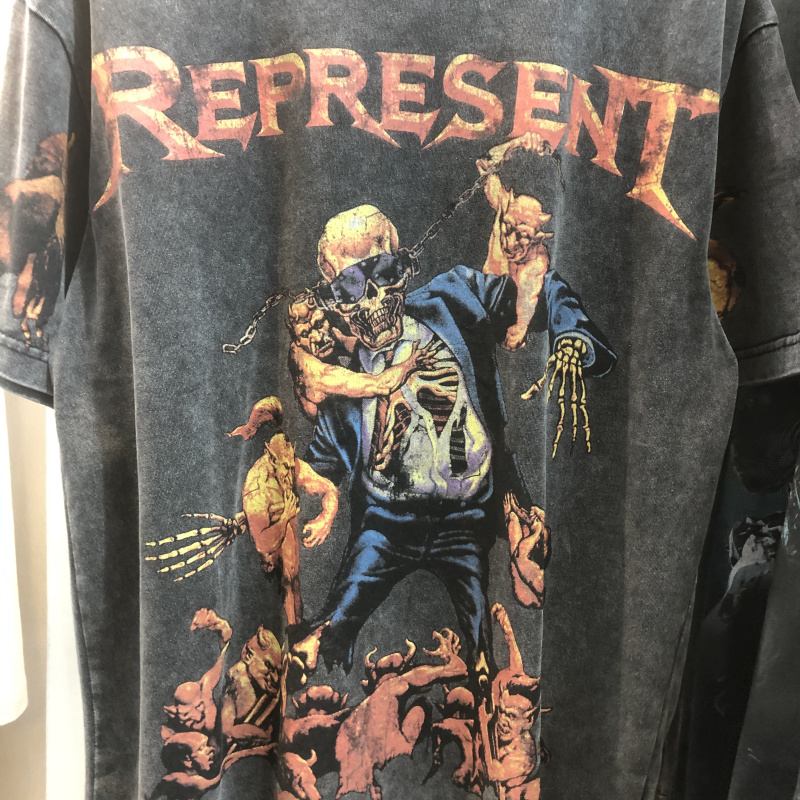 Skull Med Trykk Vasket Distressed Hip Hop Løs Kortermet T-skjorte For Menn