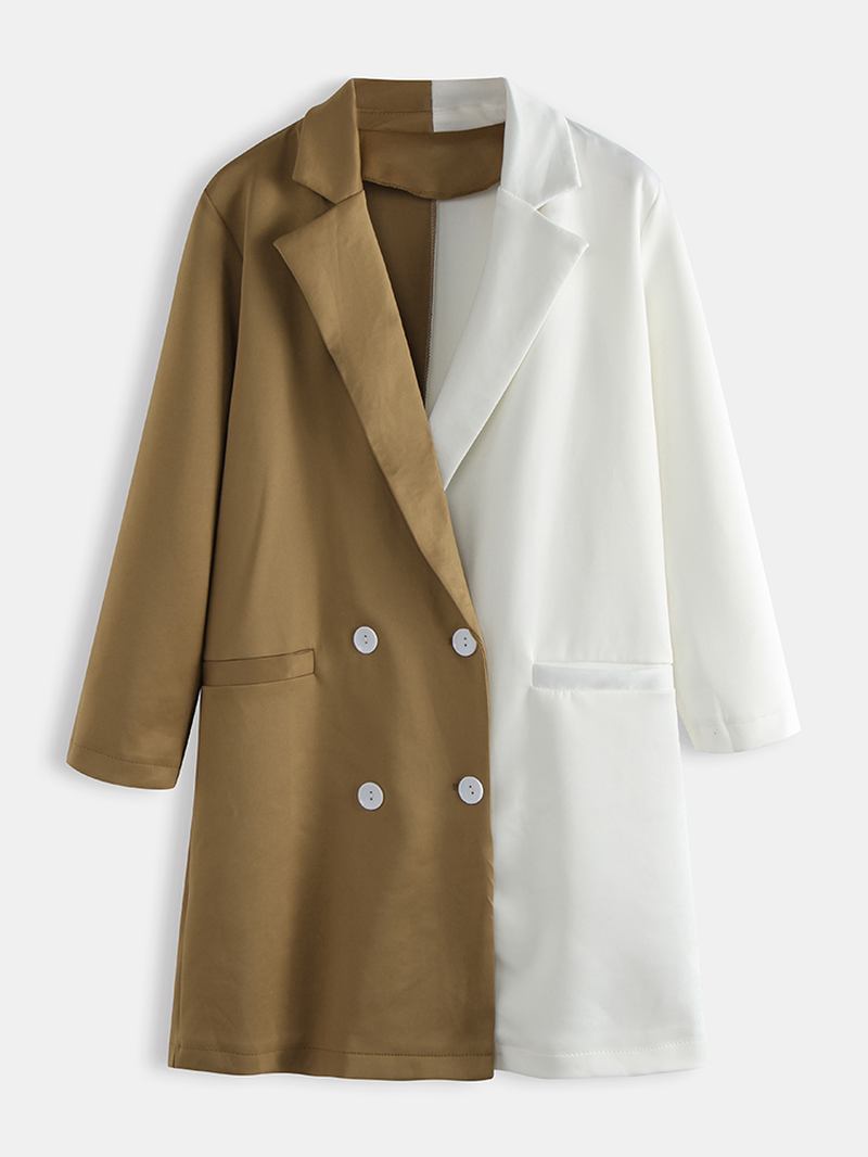 Langermet Color Block Button Turn-down Collar Causal Blazers Coats