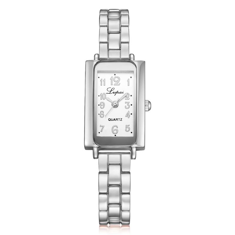 Elegant Design Dame Armbånd Klokke Rektangel Full Steel Quartz Watch