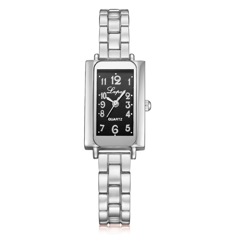 Elegant Design Dame Armbånd Klokke Rektangel Full Steel Quartz Watch