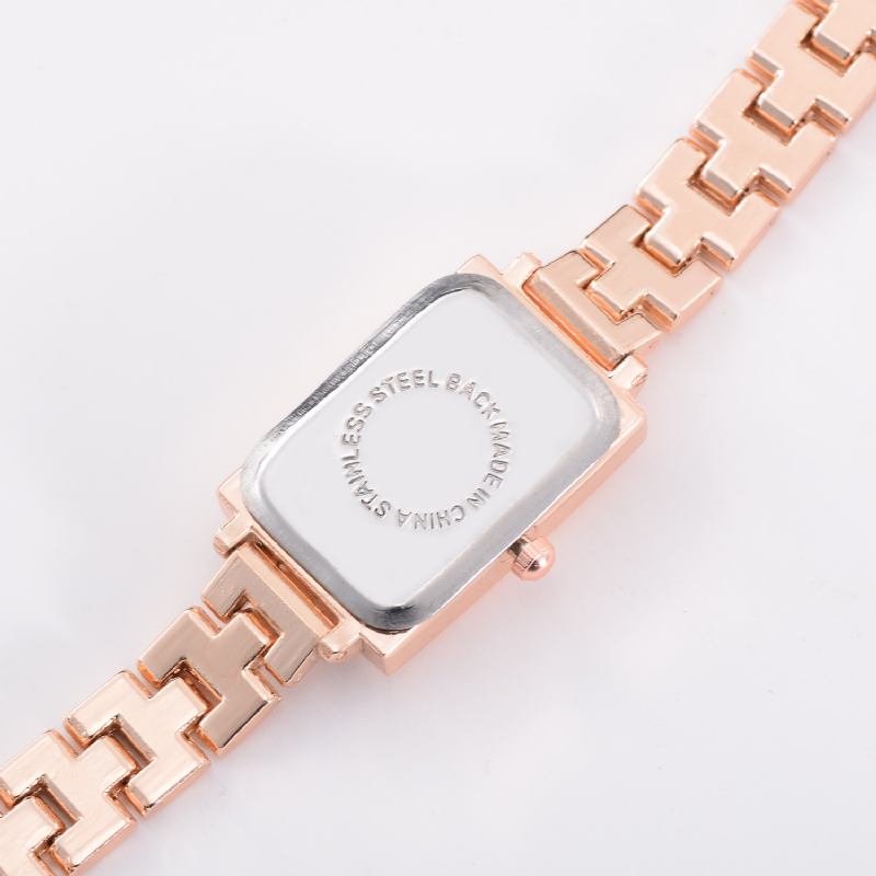 Elegant Design Dame Armbånd Klokke Rektangel Full Steel Quartz Watch