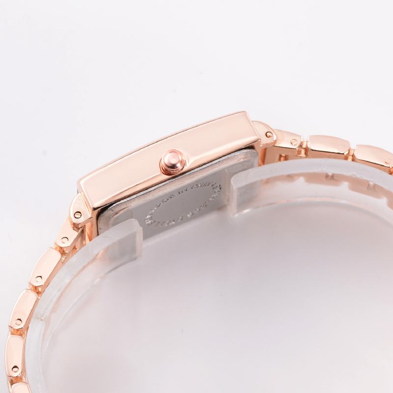 Elegant Design Dame Armbånd Klokke Rektangel Full Steel Quartz Watch