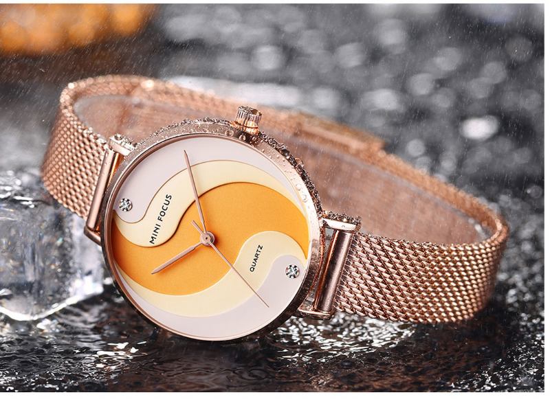 Mote Enkel Diamond Vanntett Milanese Mesh Strap Dameklokke Kvartsklokke