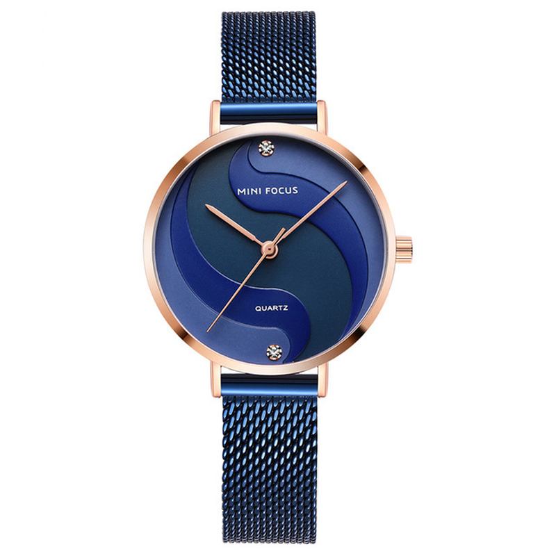 Mote Enkel Diamond Vanntett Milanese Mesh Strap Dameklokke Kvartsklokke