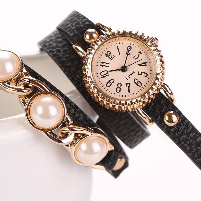 Mote Three Pearl Dame Watch Dame Dress Watch Armbånd Quartz Watch