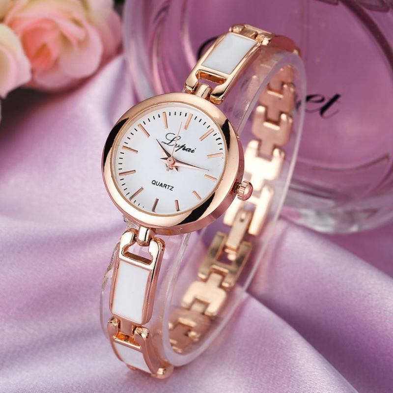 Rustfritt Stål Rhinestone Armbånd Watch Elegant Design Quartz Watch