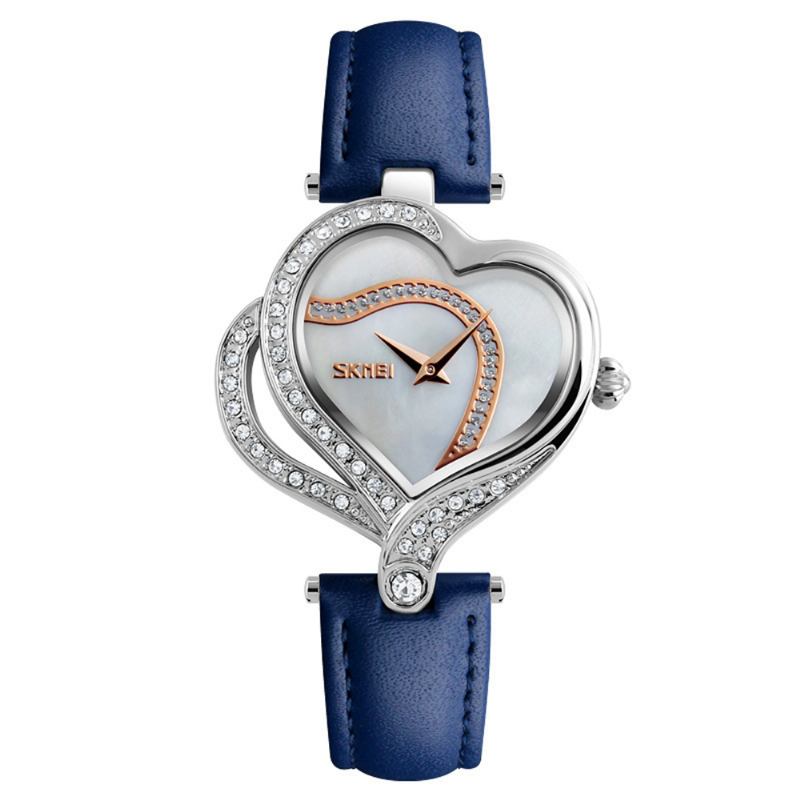 Sweet Love Mote Style Dameklokker Crystal Leather Strap Quartz Watch