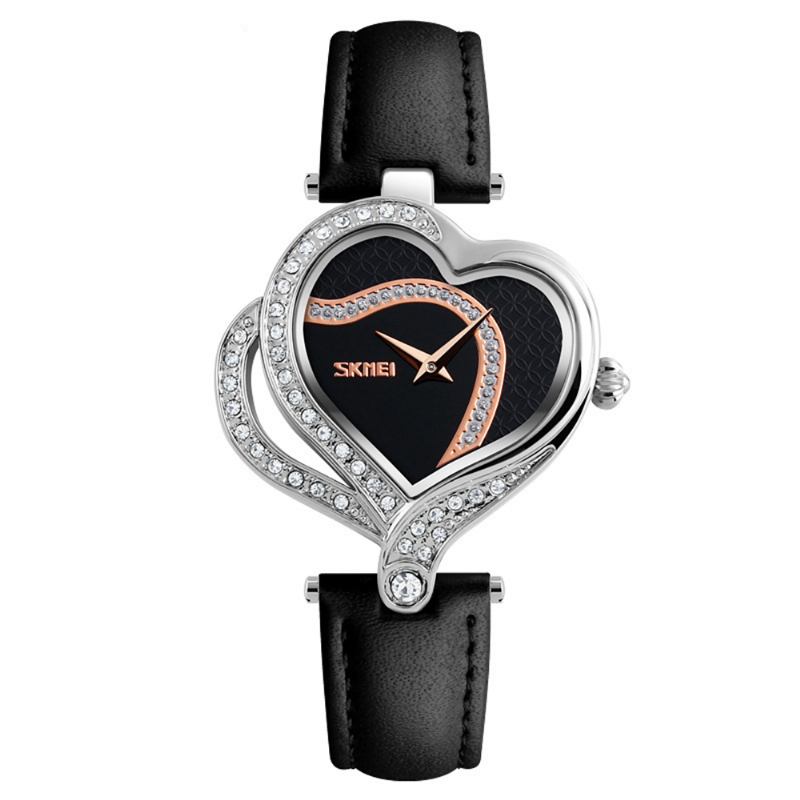 Sweet Love Mote Style Dameklokker Crystal Leather Strap Quartz Watch