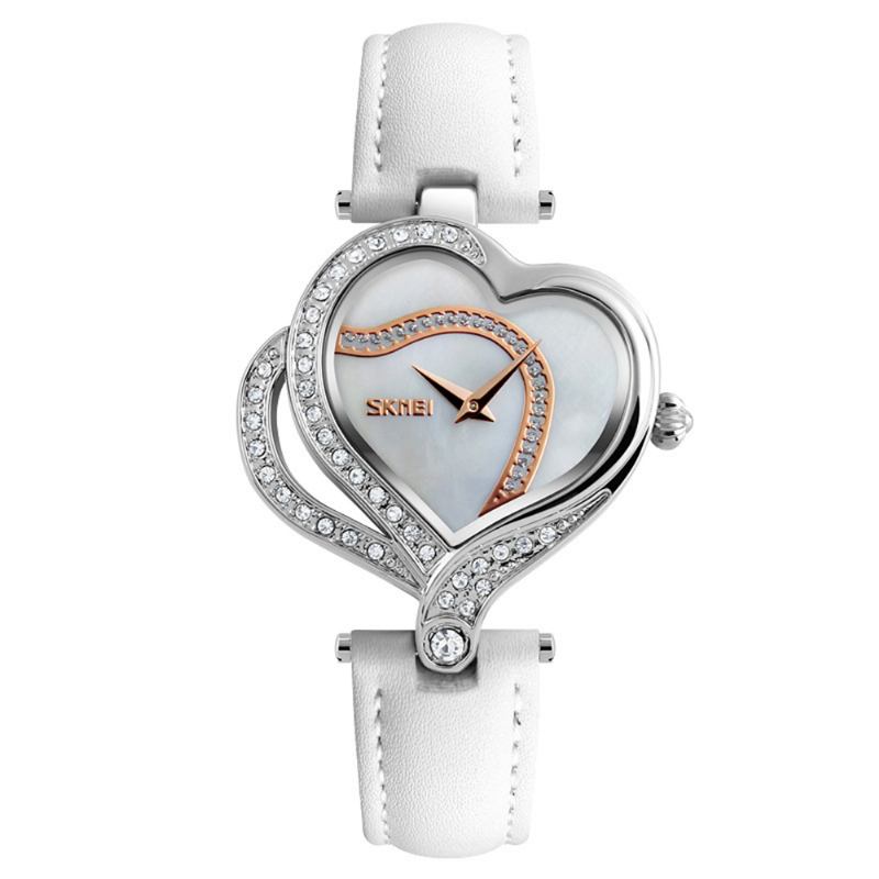 Sweet Love Mote Style Dameklokker Crystal Leather Strap Quartz Watch