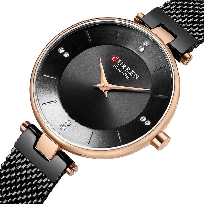 Ultratynt Urkasse Elegant Design Dame Klokke Full Steel Quartz Watch