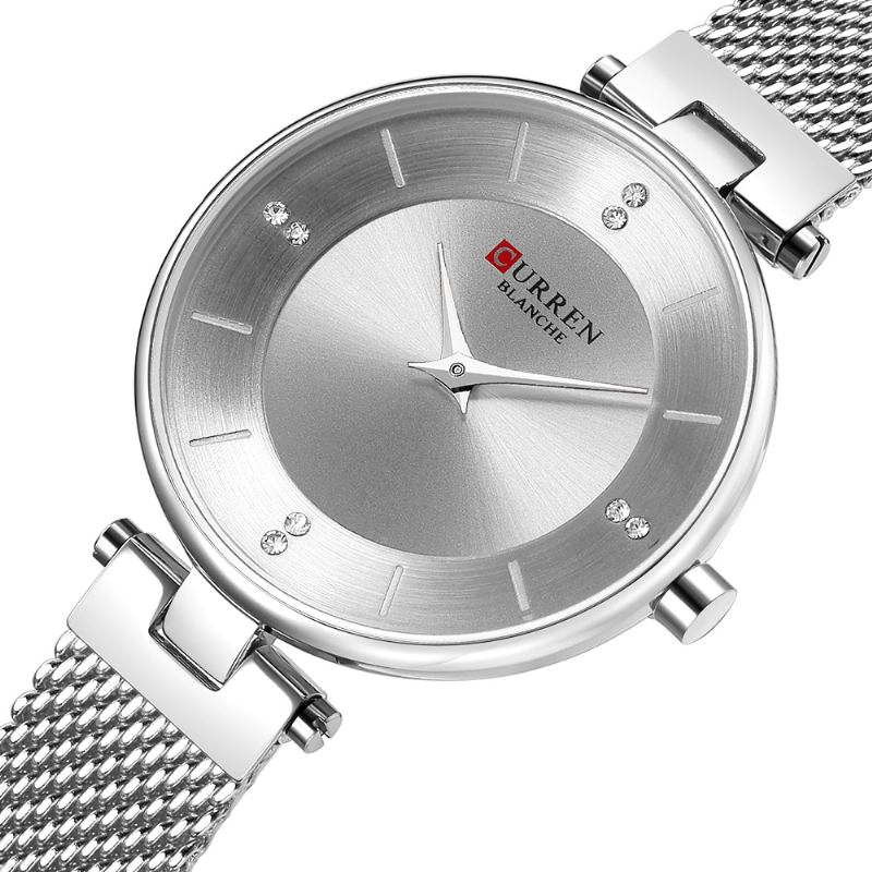 Ultratynt Urkasse Elegant Design Dame Klokke Full Steel Quartz Watch