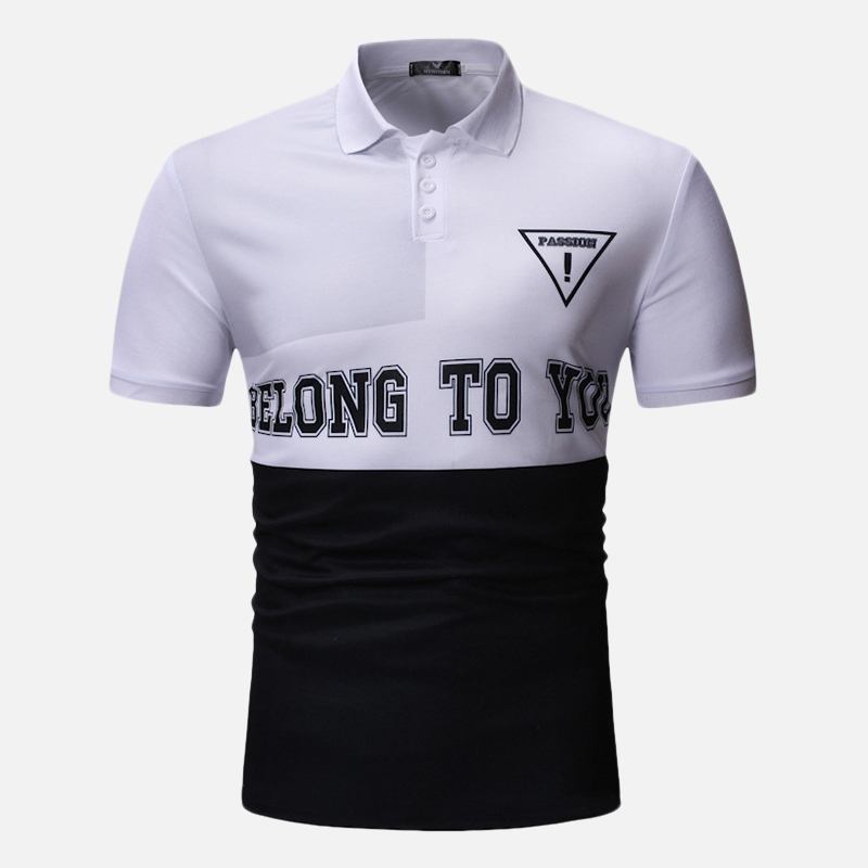 Menn Color Block Letter Trykt Muscle Fit Golfskjorte