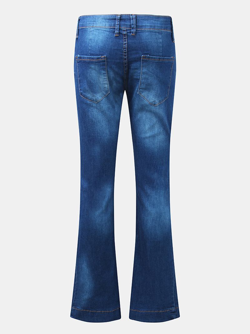 Dame Lommeknapp Denim Uformelle Bell-bottoms Jeans