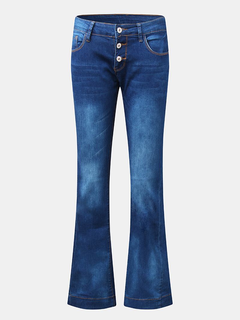 Dame Lommeknapp Denim Uformelle Bell-bottoms Jeans