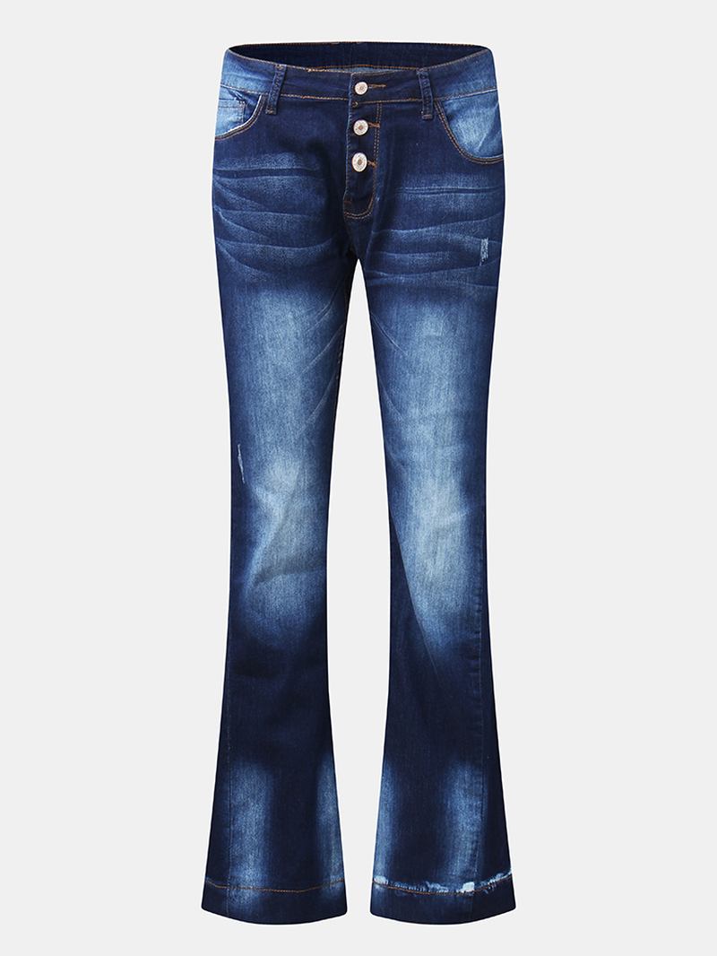 Dame Lommeknapp Denim Uformelle Bell-bottoms Jeans