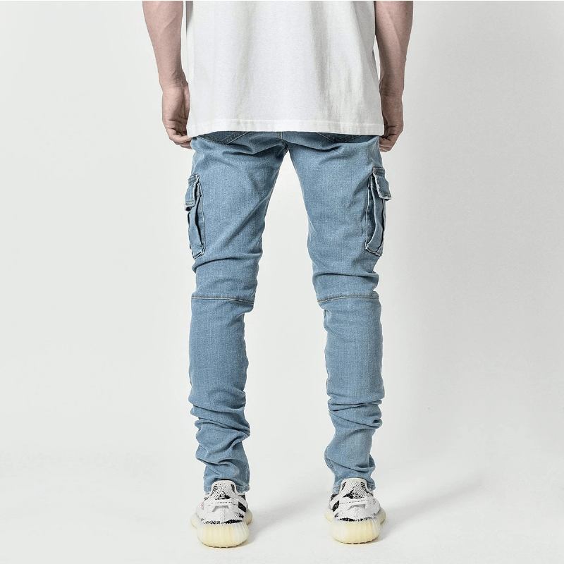 Fasjonable Og Enkle Jeans Med Flere Lommer For Menn