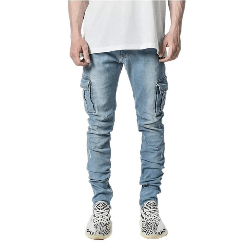 Fasjonable Og Enkle Jeans Med Flere Lommer For Menn