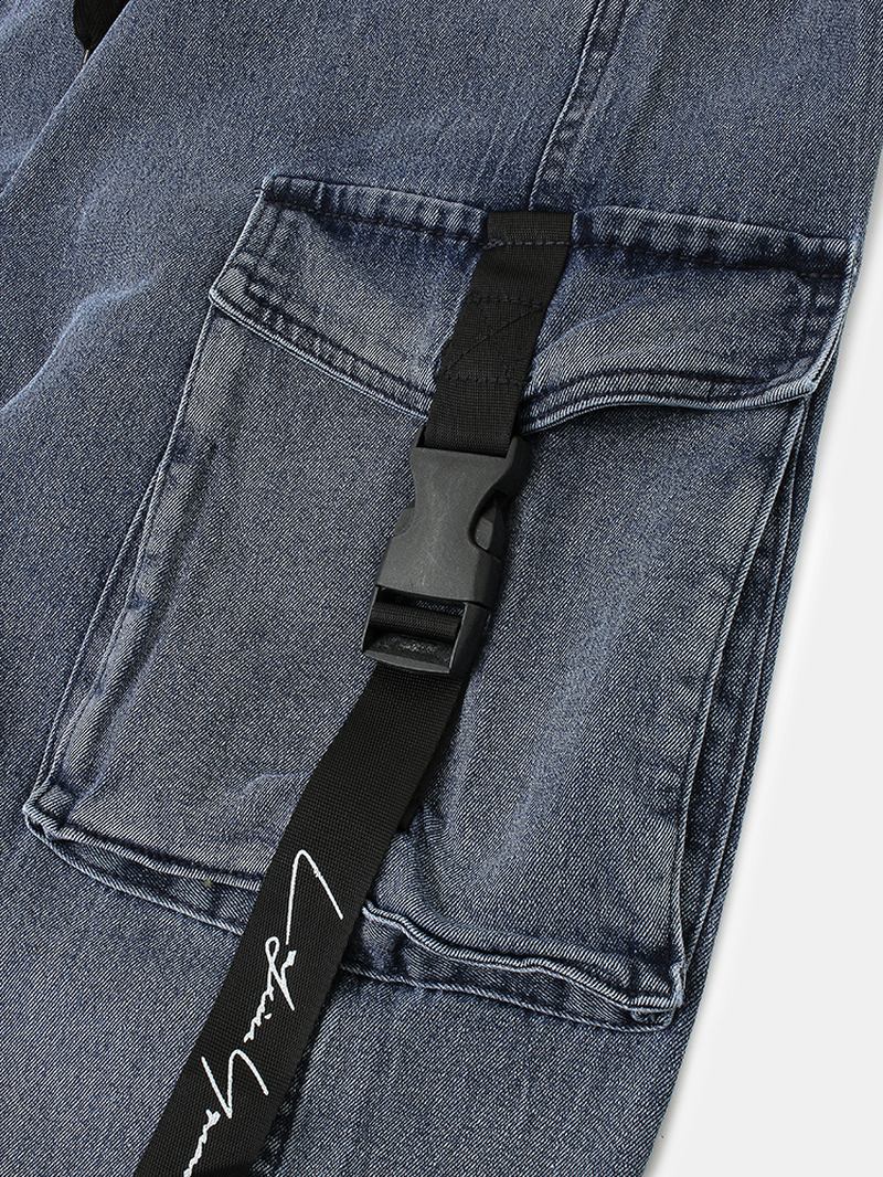 Herre Multi-pocket Fritids Elastiske Mansjetter Snøring Beam Feet Bukser Jeans