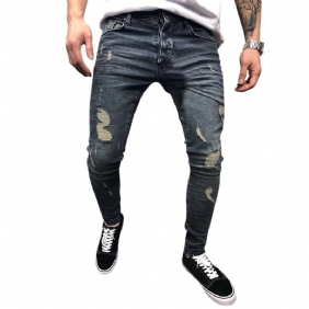 Herre Vår Høst Denim Bukser Hull Slim Mote Jeans