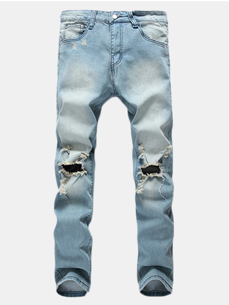 Hull For Menn Mote Uformelle Straight Ben Jeans Vintage Lyseblå Denimbukser