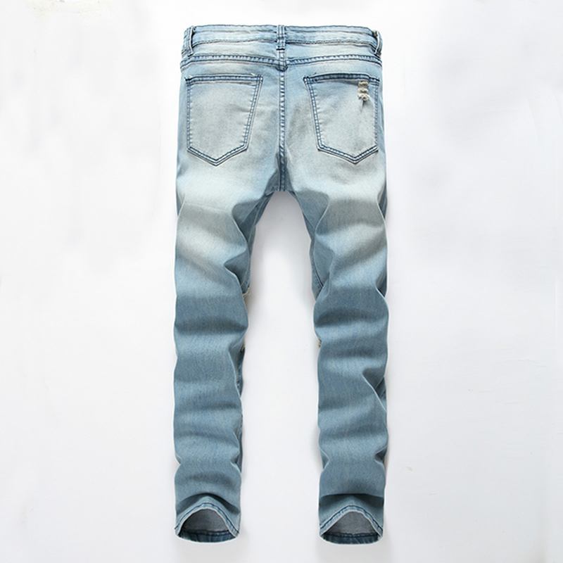 Hull For Menn Mote Uformelle Straight Ben Jeans Vintage Lyseblå Denimbukser