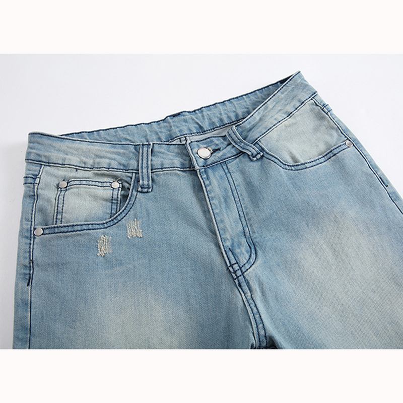 Hull For Menn Mote Uformelle Straight Ben Jeans Vintage Lyseblå Denimbukser