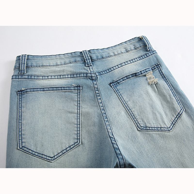 Hull For Menn Mote Uformelle Straight Ben Jeans Vintage Lyseblå Denimbukser