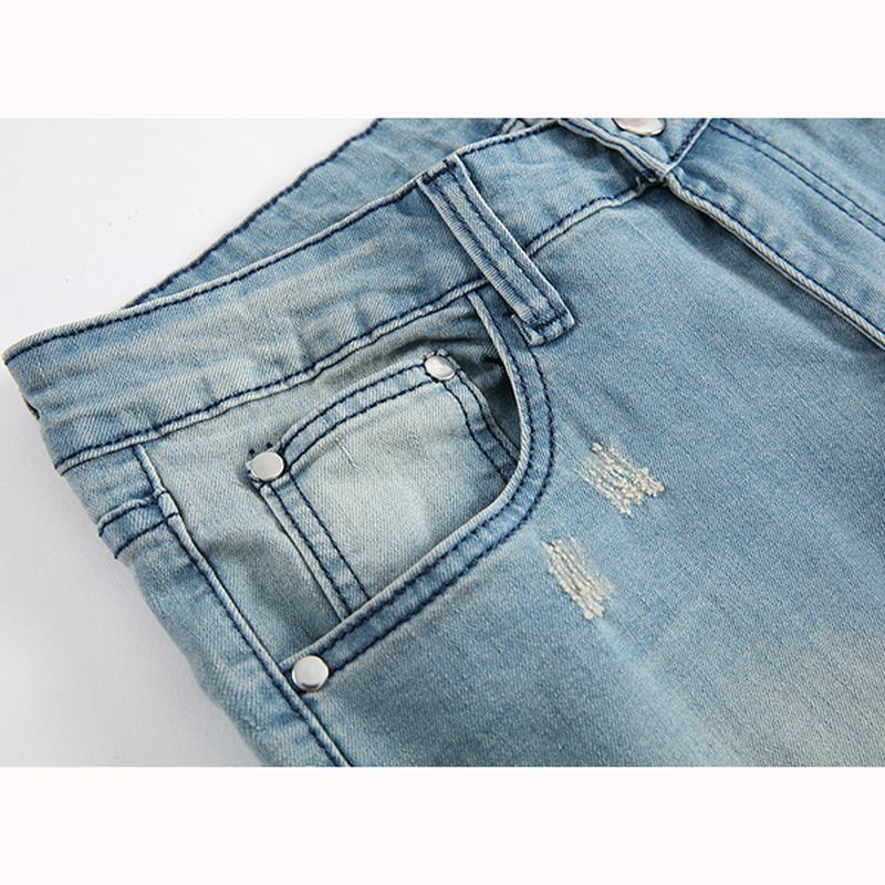 Hull For Menn Mote Uformelle Straight Ben Jeans Vintage Lyseblå Denimbukser